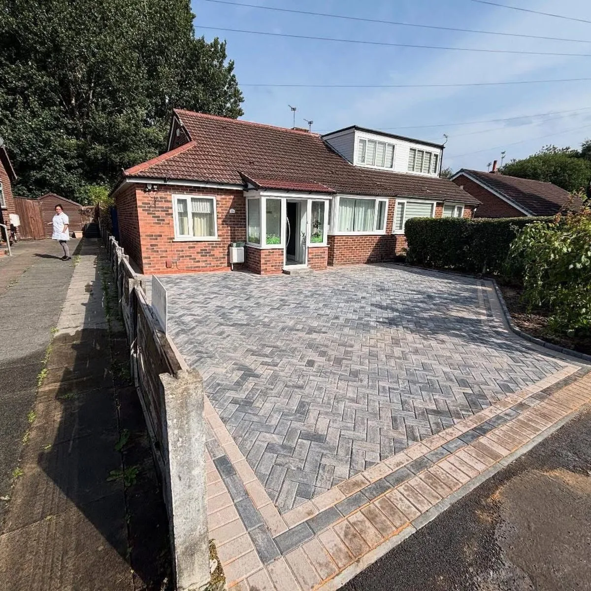 A completed block paved driveway at a Bolton home by THB Contractors