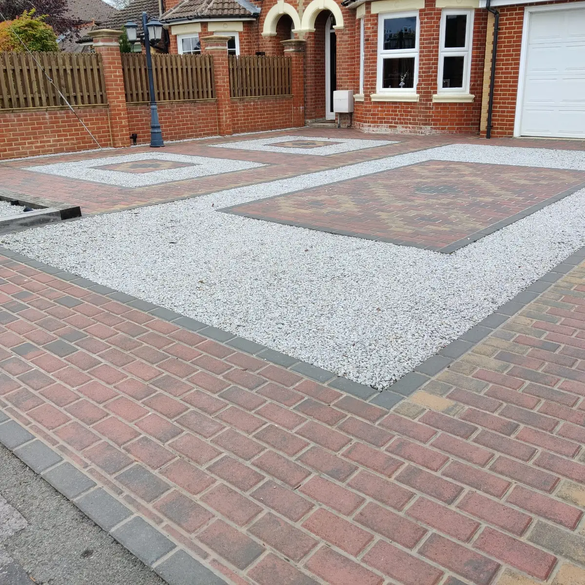 Gravel driveway with block borders