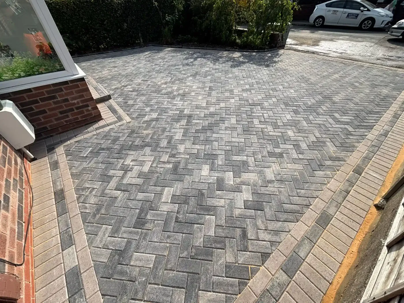 A completed block paved driveways project by THB Contractors